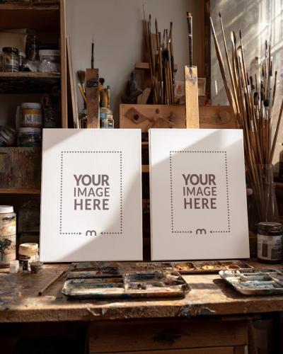 Split Panel Frames Mockup for Modern Abstract Artwork