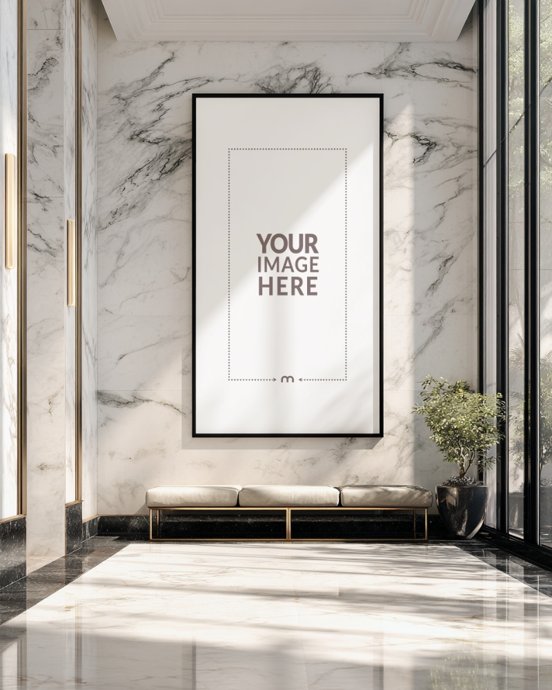 Thin Black Metal Frame Mockup for Minimalist Gallery Art Concepts preview image