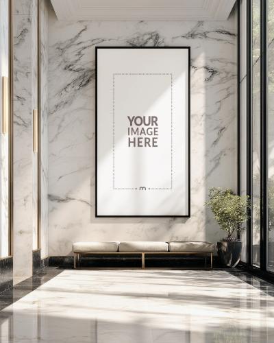 Thin Black Metal Frame Mockup for Minimalist Gallery Art Concepts