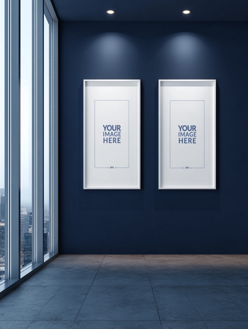 Twin Vertical Frames Mockup for Art & Photography Exhibits preview image