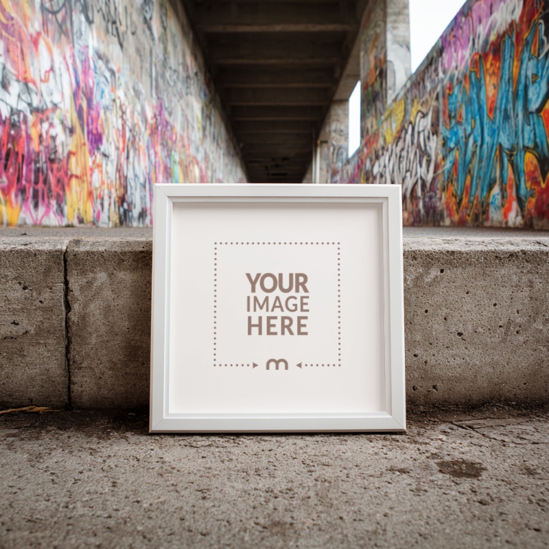 Square Frame on Concrete Floor for Urban Poster Displays preview image