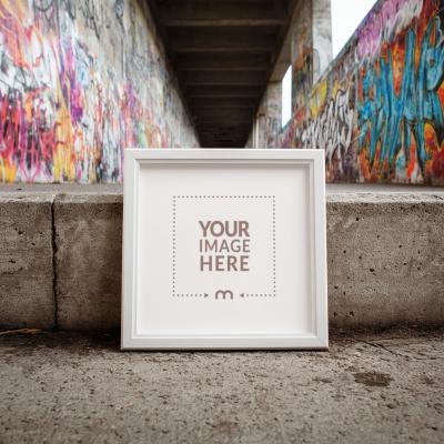 Square Frame on Concrete Floor for Urban Poster Displays