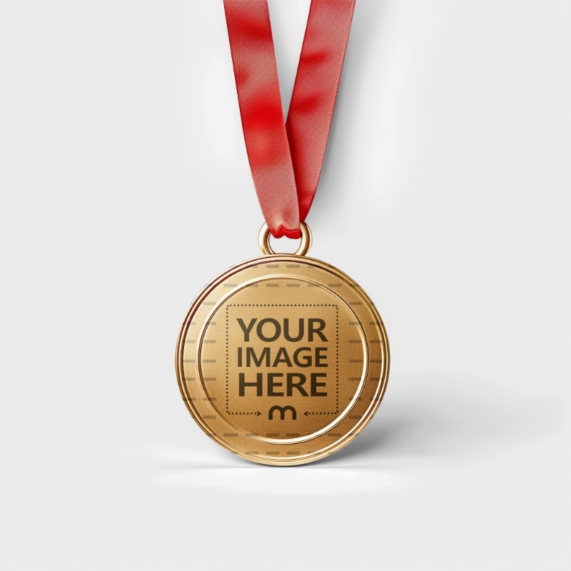 Medal Mockup with Red Ribbon for Academic Excellence Honors preview image