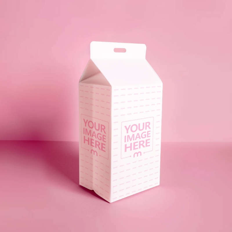 Milk Carton Mockup in Pink Background for Dairy Branding preview image