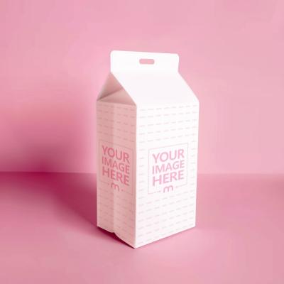 Milk Carton Mockup in Pink Background for Dairy Branding