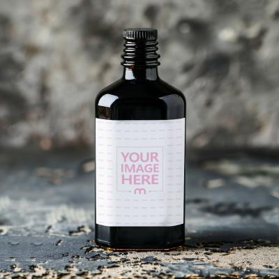 Paper Label Mockup on Ink Bottle for Stationery Branding