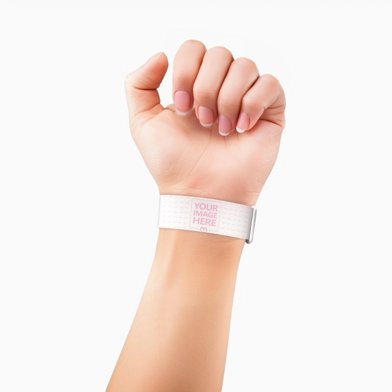 Paper Wristband Mockup on Hand for Event Entry Design preview image