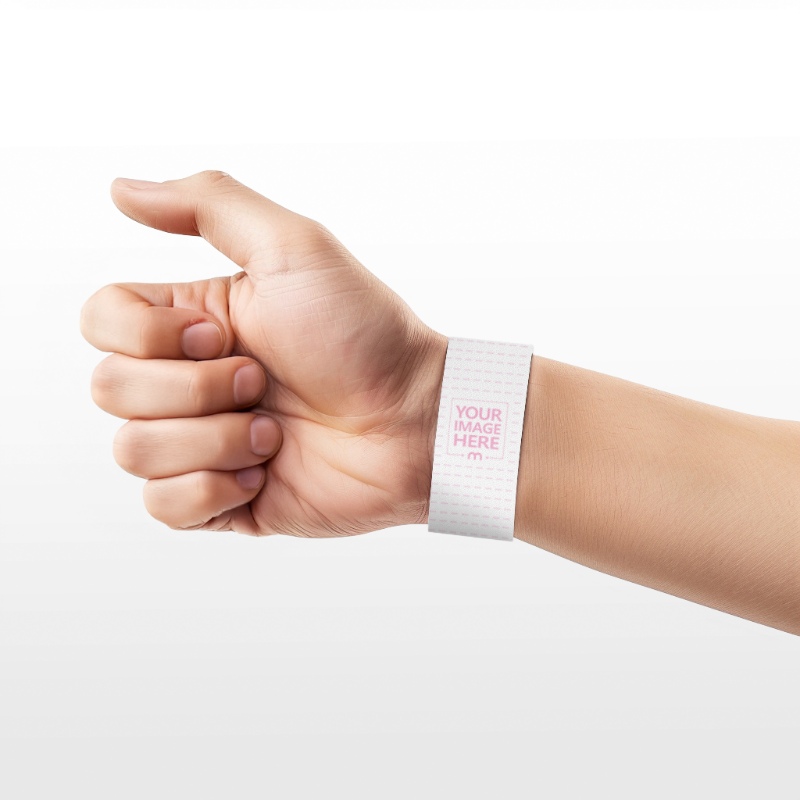 Paper Wristband Mockup on Hand for Festival Branding preview image