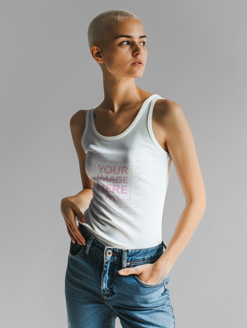 Vest Mockup on Female Model for Casual Apparel Marketing preview image