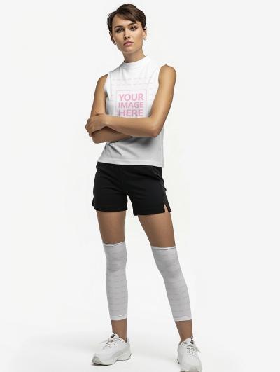 Sportswear Sleeveless Top Mockup on Fit Model for Gym Apparel