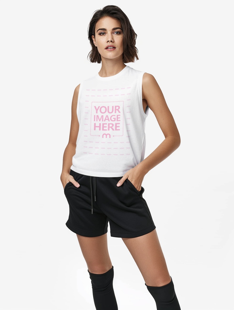 Sportswear Sleeveless Top Mockup on Fit Female Model preview image