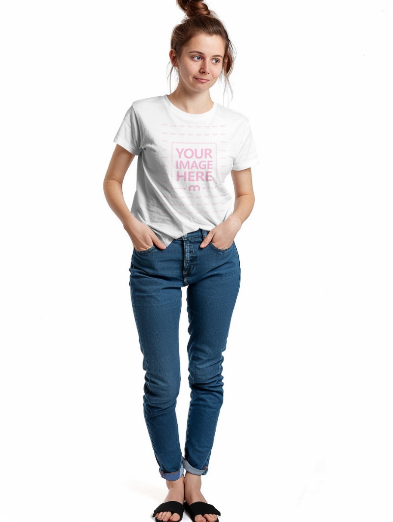 T-Shirt Mockup on Female Model for Clothing Brand Launches preview image