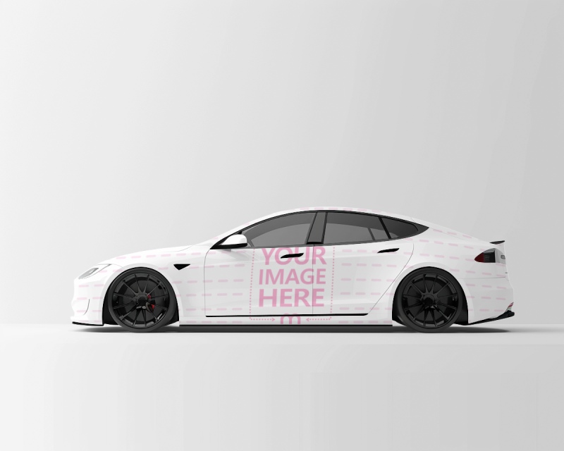 Sideview EV Car Mockup for Electric Vehicle Showcase Events preview image