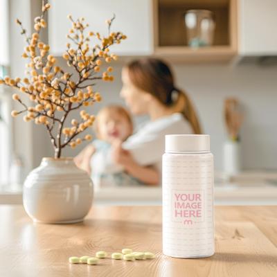Supplement Bottle Mockup on Table for Nutritional Brands