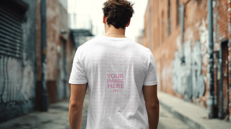 Back View of Male Model in Bella Canvas T-Shirt Mockup preview image