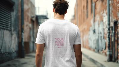 Back View of Male Model in Bella Canvas T-Shirt Mockup