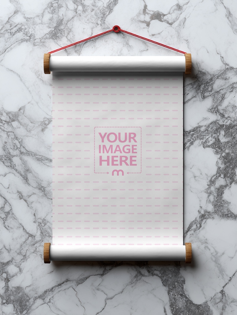 Rolled Poster Mockup in Marbel Background for Events and Art Prints preview image