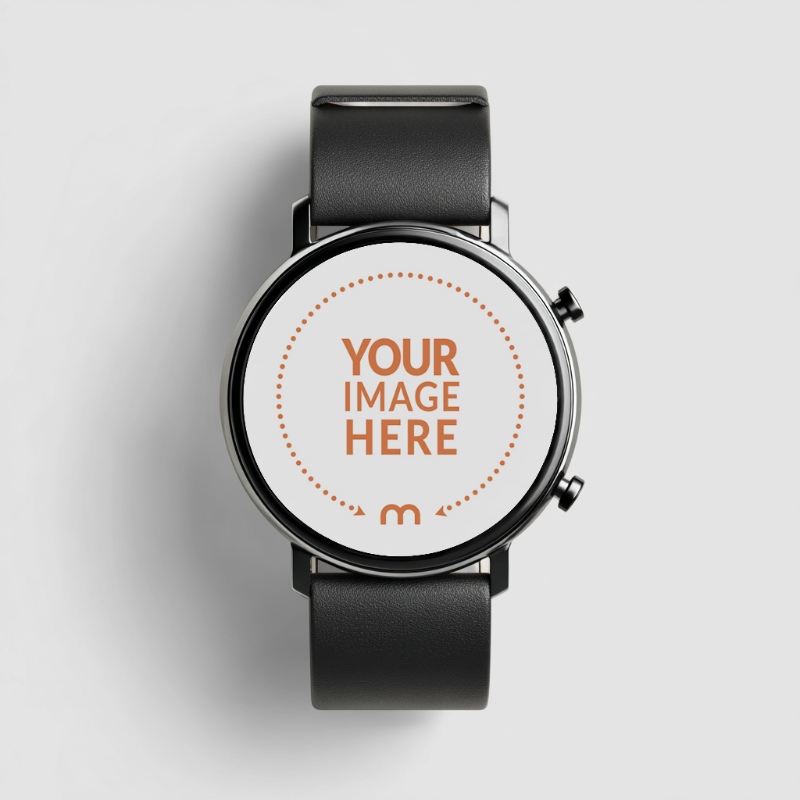 Circular Smartwatch Face Mockup for Wearable Tech preview image