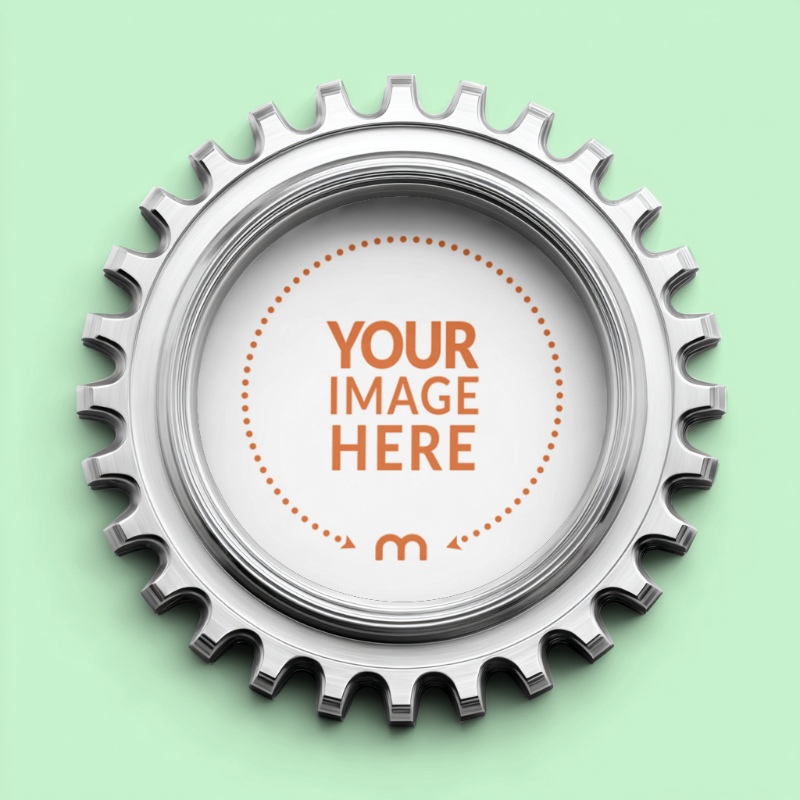 Gear-Shaped Industrial Frame Mockup for Engineering Brandings preview image