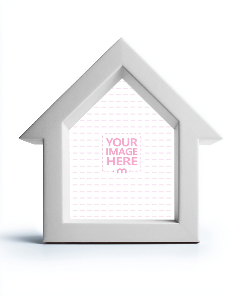 House-Shaped Photo Frame Mockup for Real Estate Business preview image