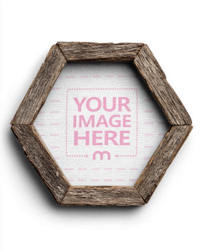 Rustic Barnwood Hexagon Frame Mockup for Handmade Décor