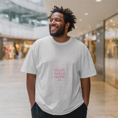 Plus-Size Male Model in Crew Neck T-Shirt for Inclusive Apparels