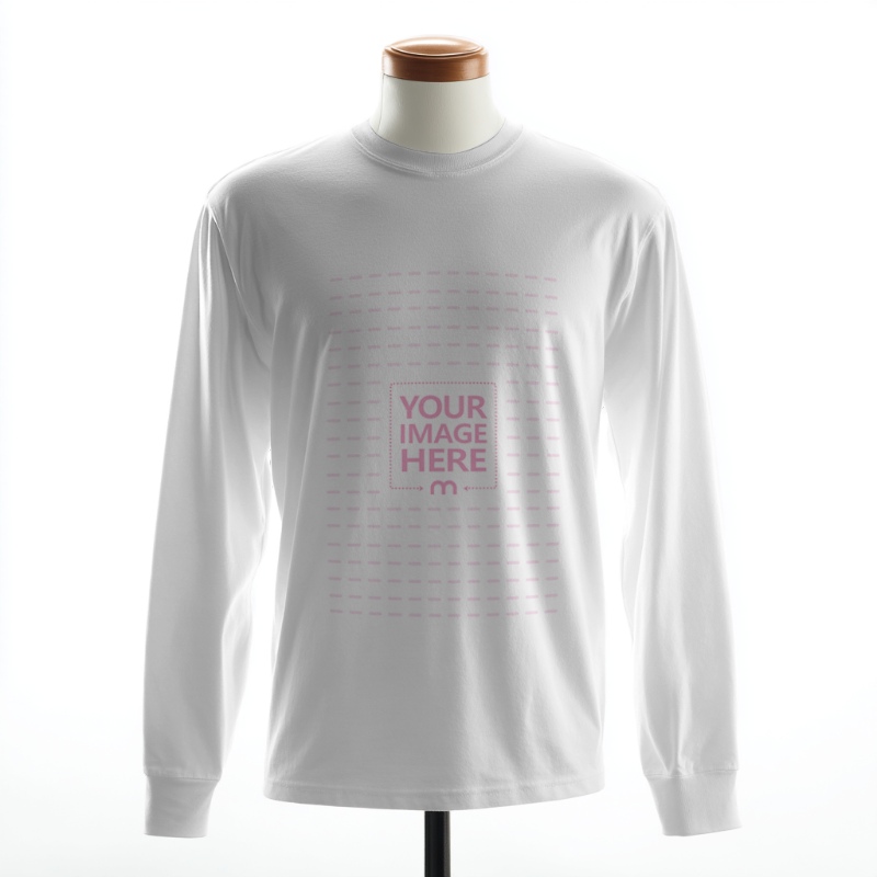 Long Sleeve Crewneck T-Shirt Mockup for Apparel Catalogs preview image