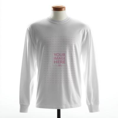 Long Sleeve Crewneck T-Shirt Mockup for Apparel Catalogs
