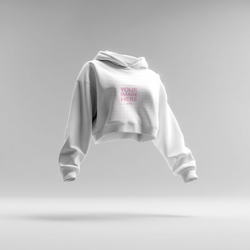 Cropped Hoodie Mockup Mid-Air for Streetwear Promotions preview image