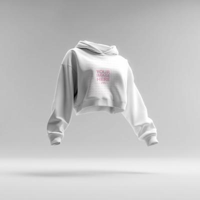 Cropped Hoodie Mockup Mid-Air for Streetwear Promotions
