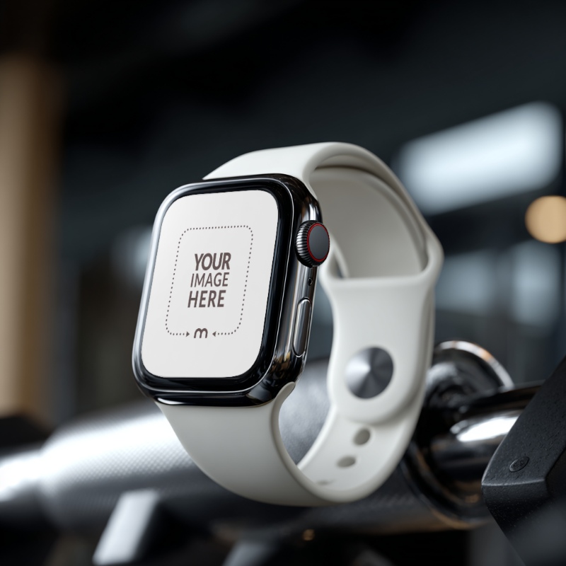 Apple Watch 45mm Mockup with Sport Band for Fitness Ads preview image