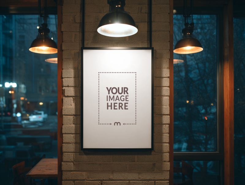 Black Matte Frame Mockup Hanging in Modern Wall preview image