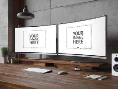 Curved Ultrawide Monitor Mockup for Productivity Setup