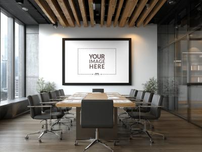 Digital Frame Mockup for Modern Meeting Room Scene