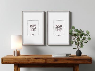 Double Photo Frame Mockup for Family Portrait Showcase