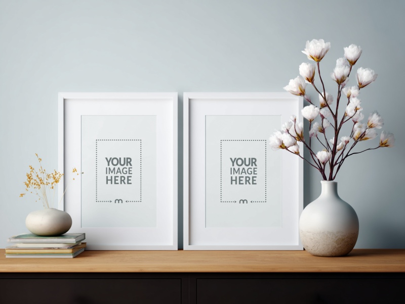 Double Photo Frame Mockup for Wedding Memories Display preview image