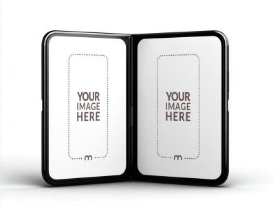 Foldable Smartphone Mockup Half-Open for App Presentation