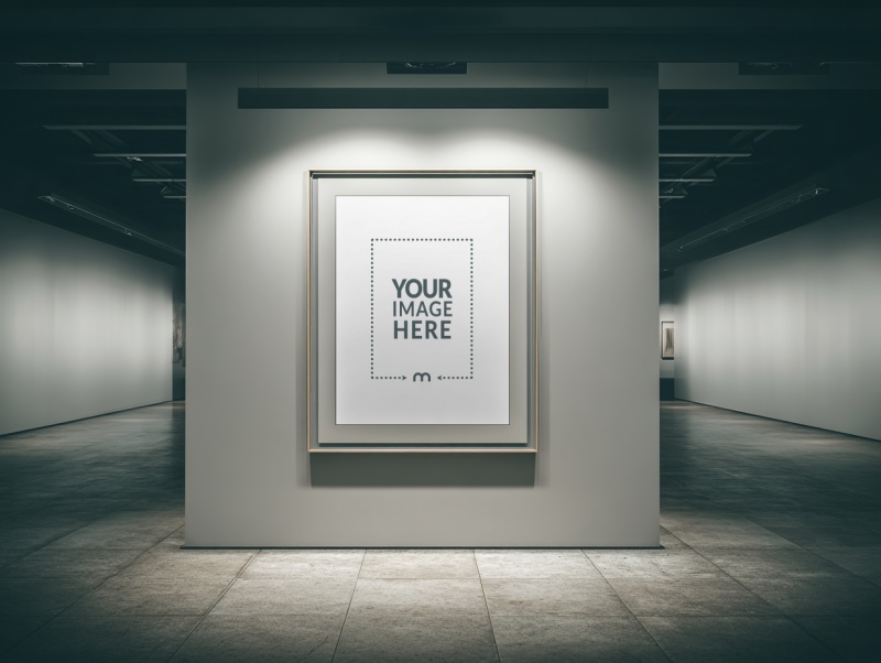Gallery Frame Mockup on Exhibition Wall for Fine Art preview image