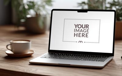 MacBook Air M2 Mockup on Desk for Workspace Showcase