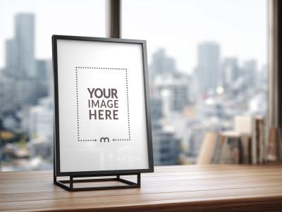 Standing Black Metal Frame Mockup for Modern Office Signages