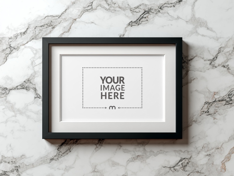 Minimalist Frame Mockup on Marble Wall for Photo Display preview image