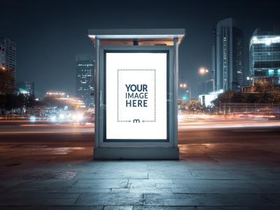 Outdoor LED Billboard Mockup for Nighttime City Campaign