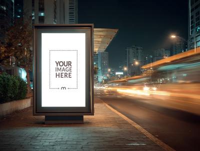 Outdoor LED Billboard Mockup for Night Street Ads