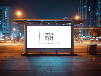 Outdoor LED Billboard Mockup for Bus Stop Ad Design