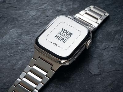 Smartwatch Mockup with Steel Band for Luxury Brand Ads