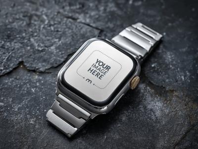 Smartwatch Mockup with Steel Band for Health Tracking