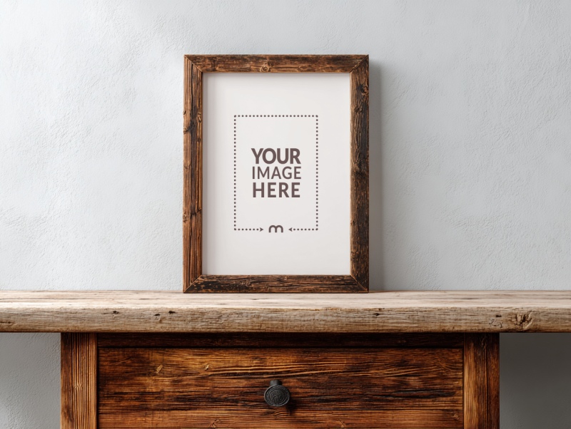 Rustic Barnwood Frame Mockup for Farmhouse Wall Display preview image