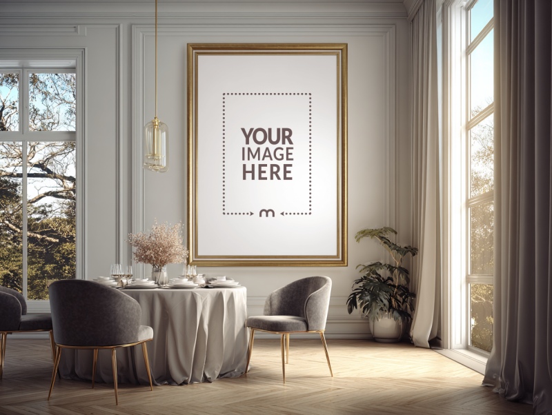 Thick Gold Frame Mockup for Luxury Modern Wall Styling preview image