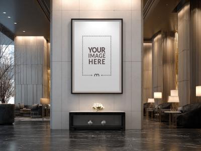 Wall-Mounted Frame Mockup for Hotel Lobby