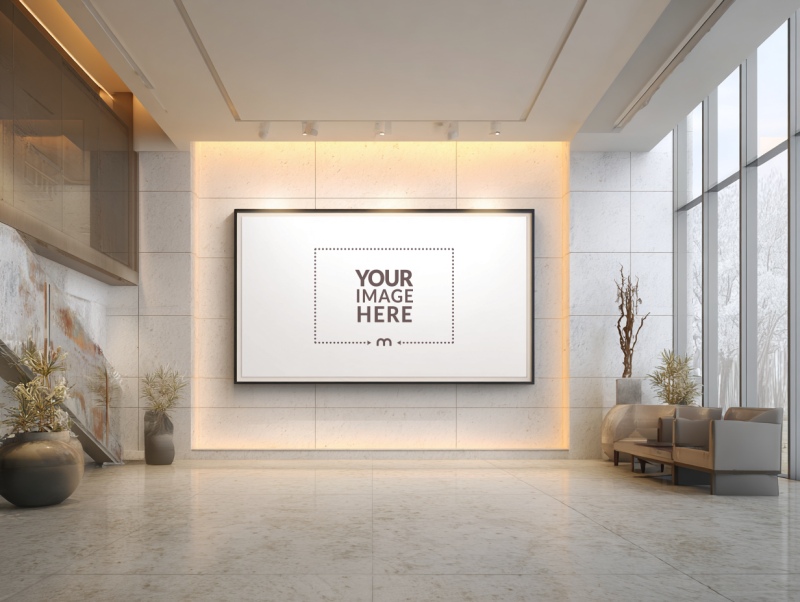 Wall-Mounted Digital Frame Mockup for Smart Home Display preview image